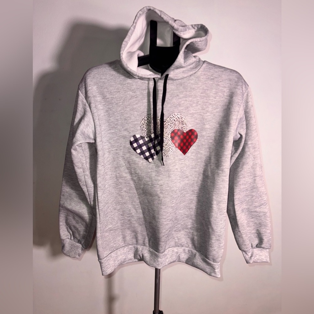 Gray Hoodie with Heart Design